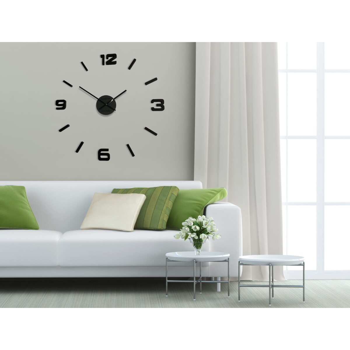 Naklejany zegar ścienny drewniany EKO 75cm