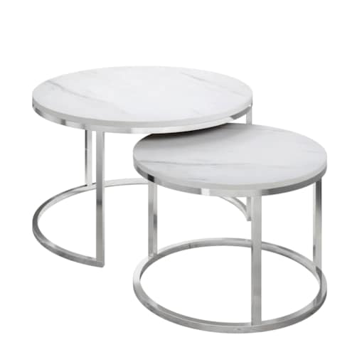 Okrągły stolik kawowy CIRI 2w1 chrom marmur levanto