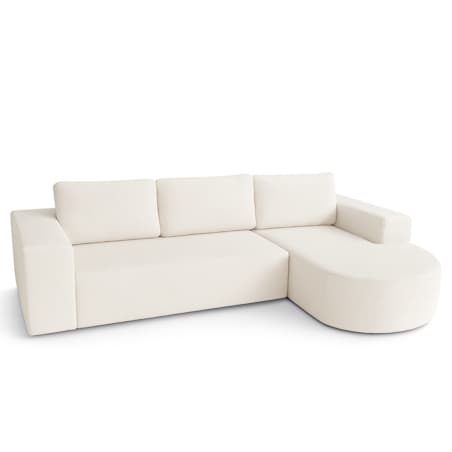 Narożnik Vello z funkcją spania do salonu,prawostronny- tkanina boucle-ecru