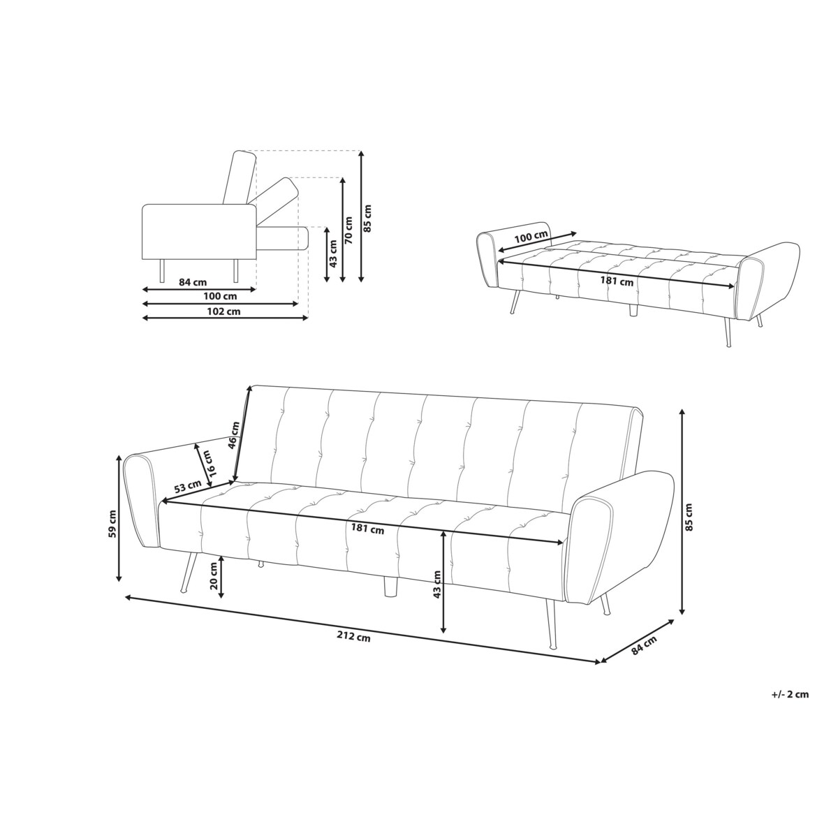 Sofa rozkładana welurowa szmaragdowa SELNES