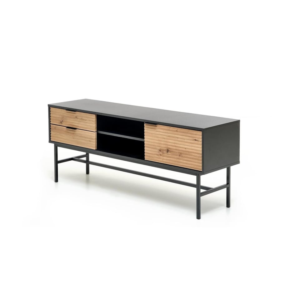 SZAFKA RTV Nihala 150/40/61 cm CZARNA fronty dąb artisan