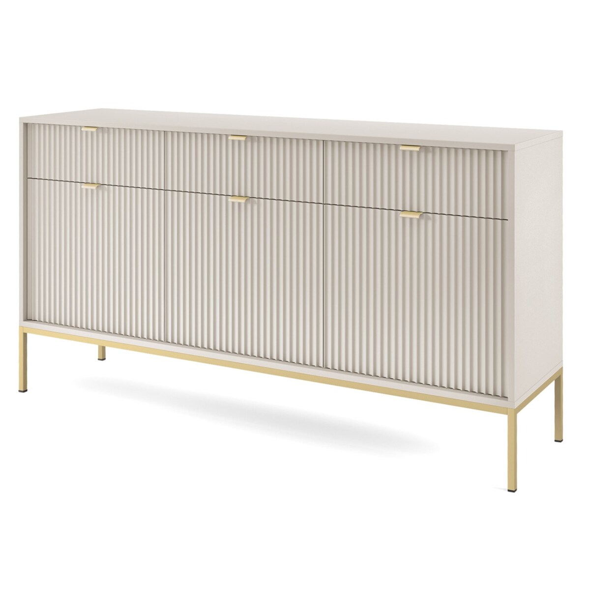 Nowoczesna komoda ryflowana NEW KSZ154 - kaszmirowa + st. złoty
