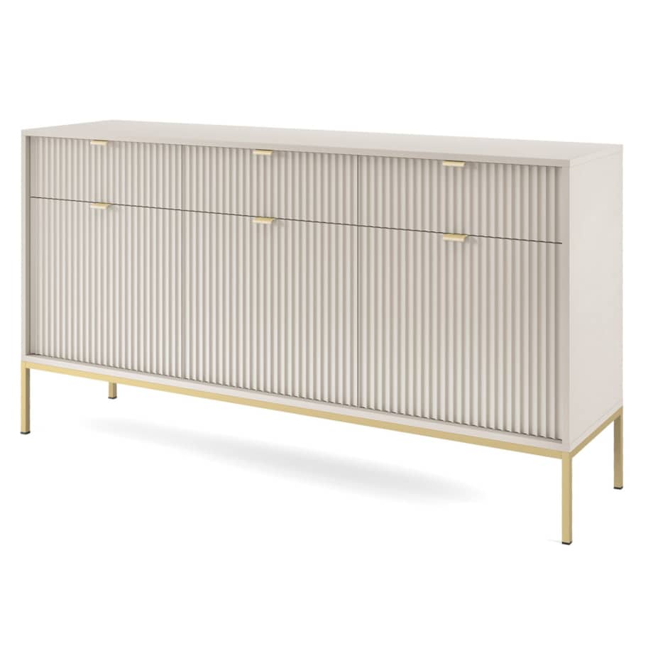 Nowoczesna komoda ryflowana NEW KSZ154 - kaszmirowa + st. złoty