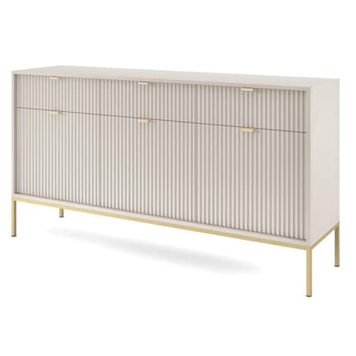 Nowoczesna komoda ryflowana NEW KSZ154 - kaszmirowa + st. złoty