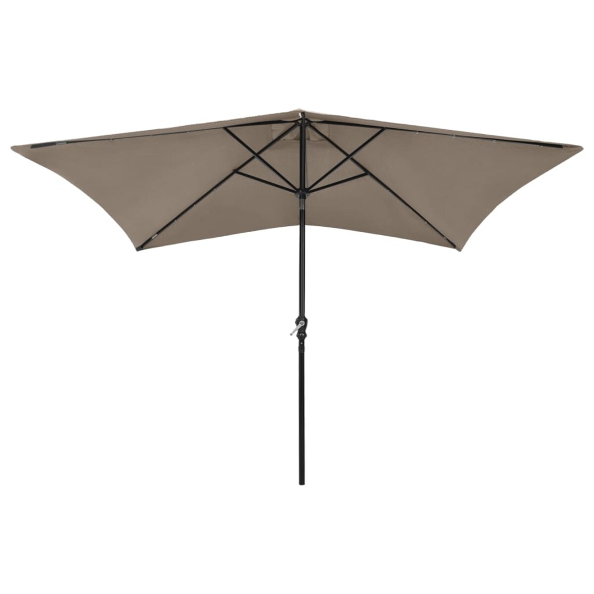 vidaXL Parasol ogrodowy z LED i stalowym słupkiem, taupe, 2x3 m