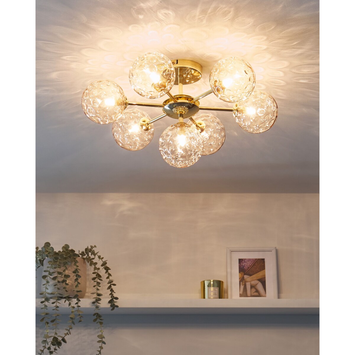 Lampa 7-punktowa szklana beżowa ANADYR