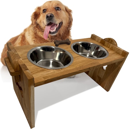 Miska dla psa na stojaku drewnianym XXL