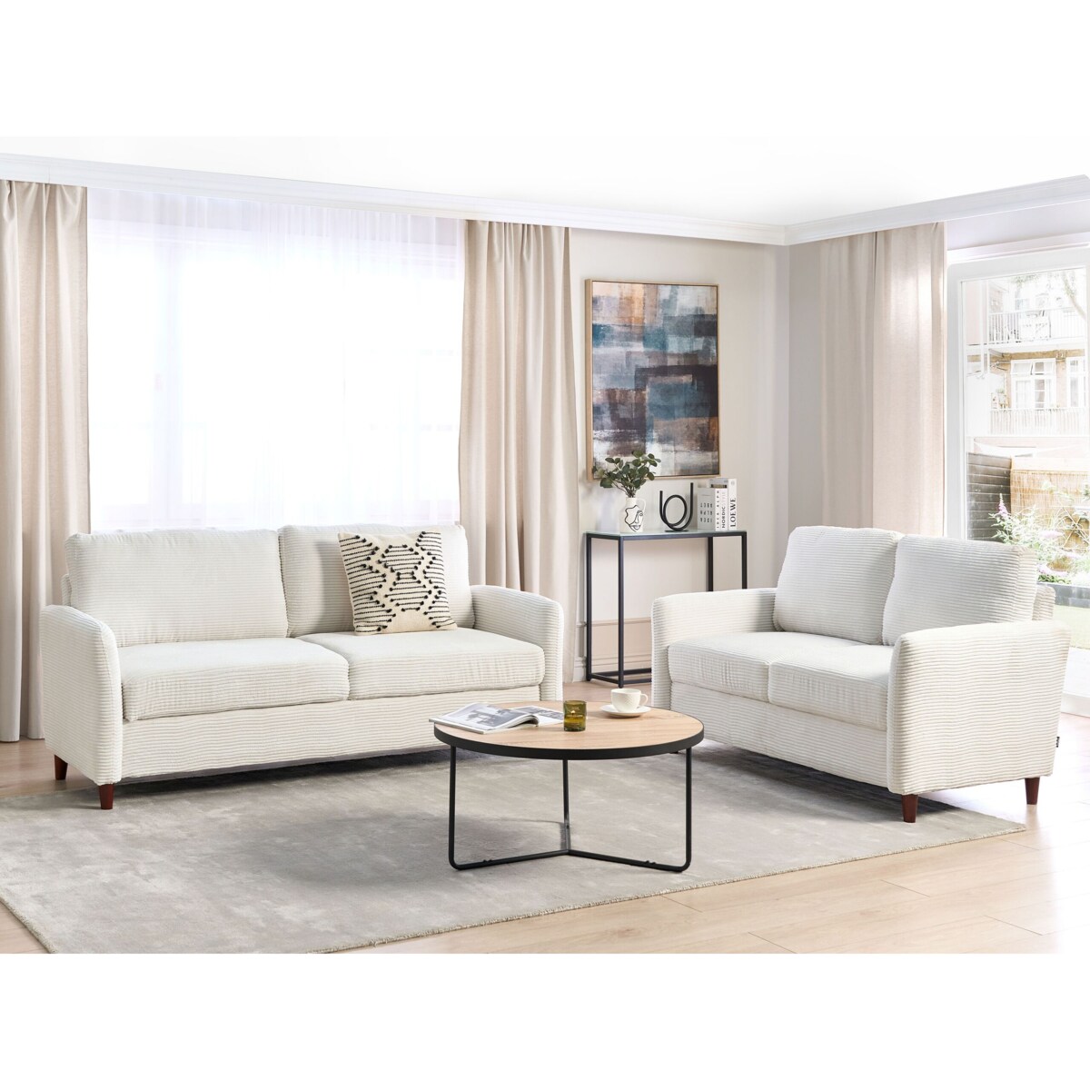 Sofa 3-osobowa z pojemnikiem sztruksowa biała MARE