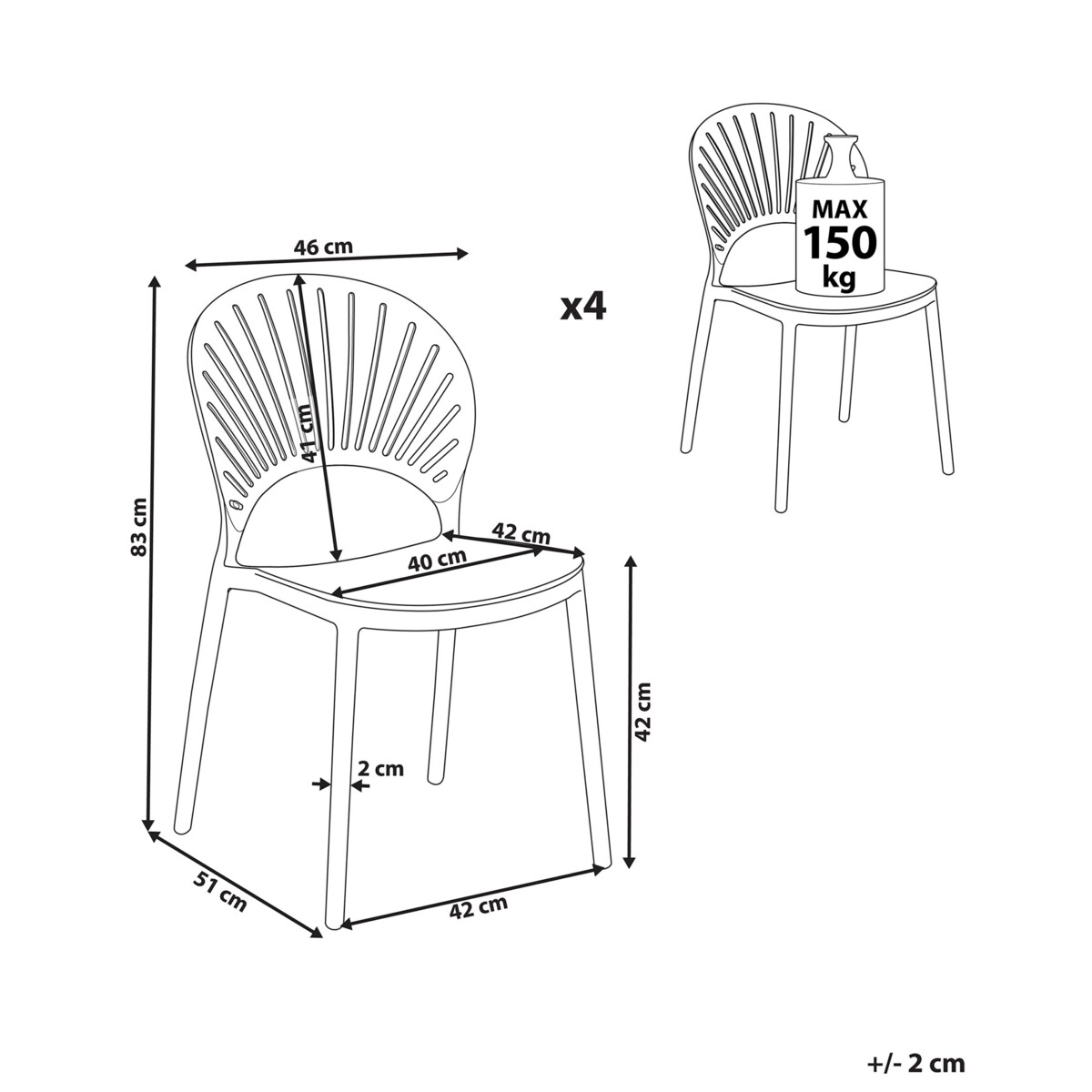 Zestaw 4 krzeseł ogrodowych OSTIA Błękitny
