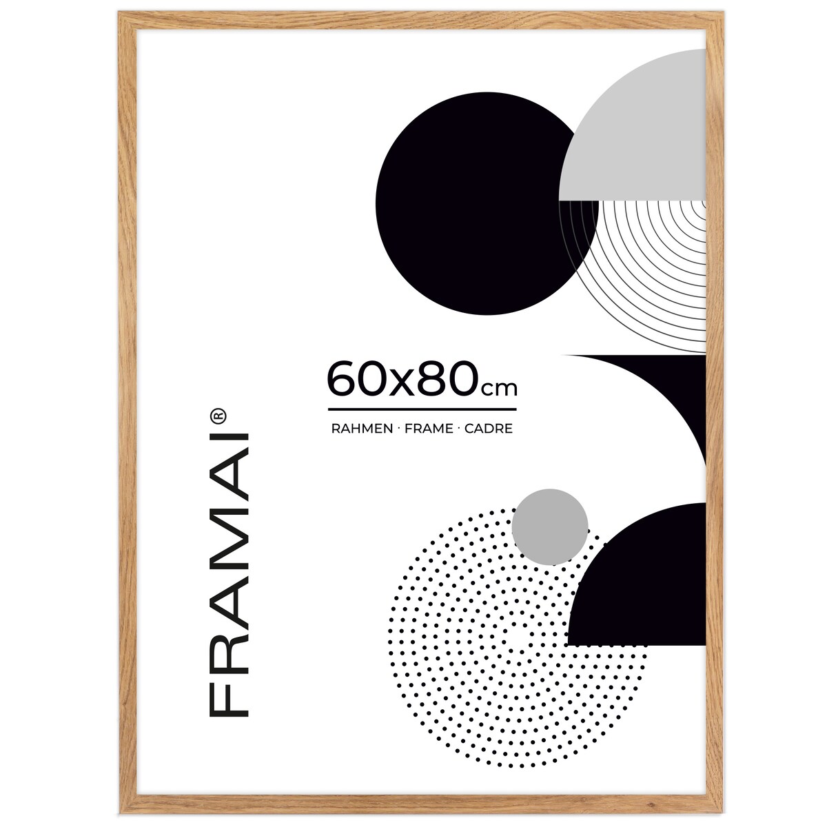 Ramka na zdjęcia 60x80 cm dębowa rama MDF z plexi do powieszenia pion poziom klasyczna prostokątna ramka FRAMAI®