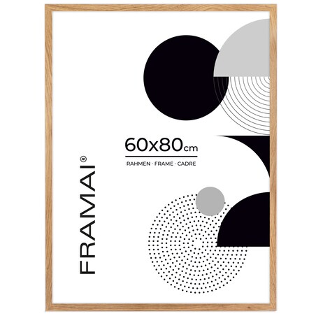 Ramka na zdjęcia 60x80 cm dębowa rama MDF z plexi do powieszenia pion poziom klasyczna prostokątna ramka FRAMAI®