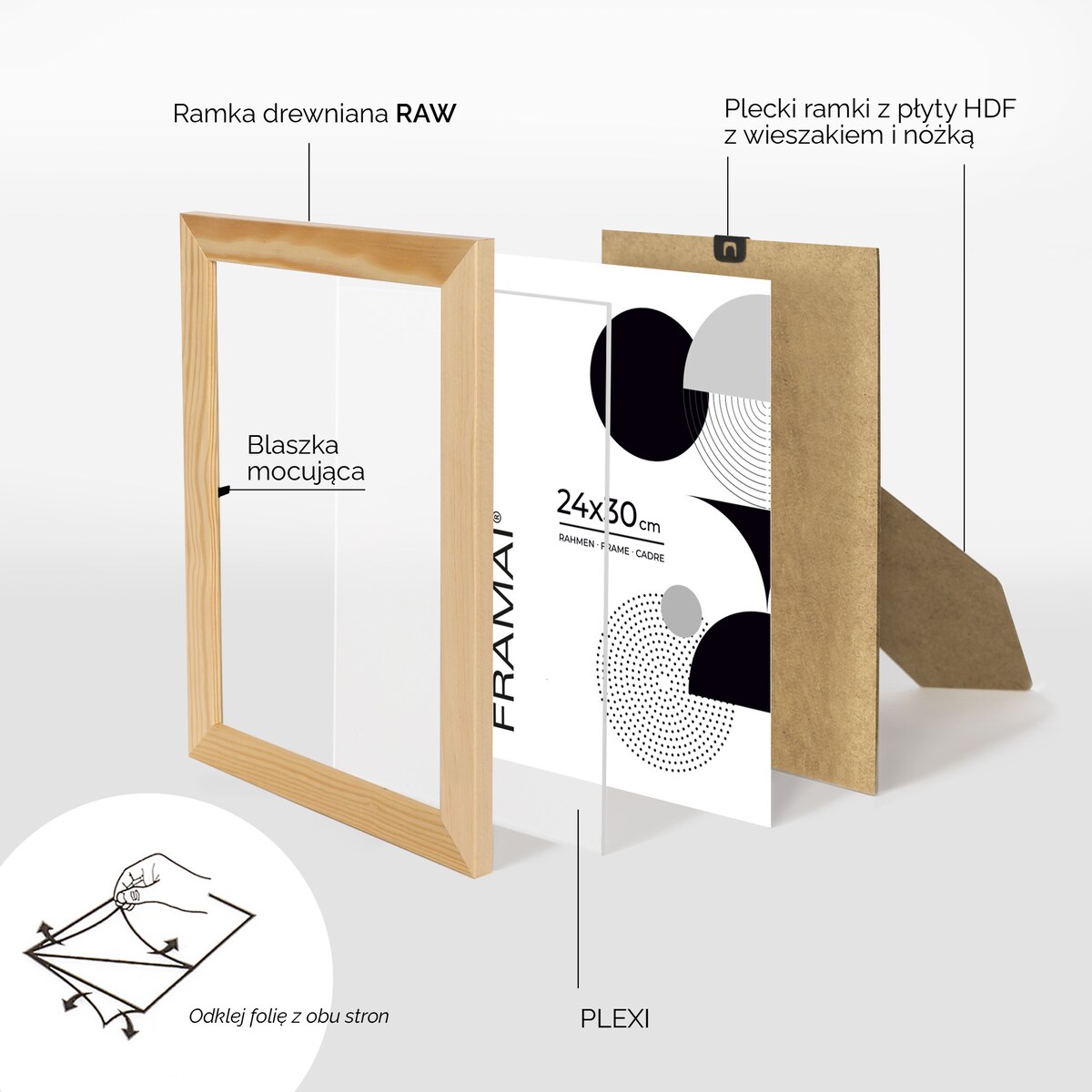 Ramka na zdjęcia 24x30 cm ramka z drewna surowego pion poziom ramka prostokątna RAW DIY