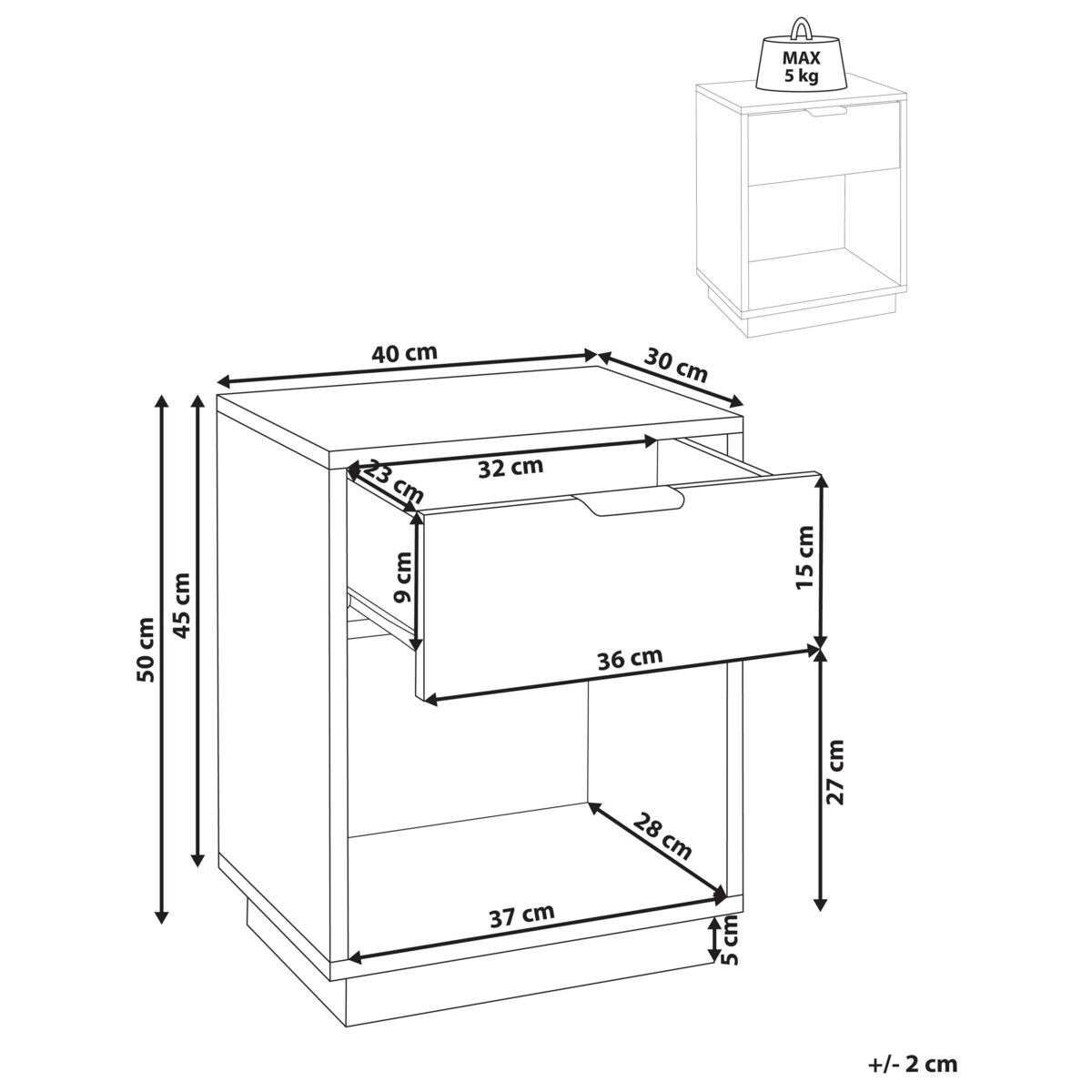 Szafka nocna 1 szuflada SUMMERVILLE Biały