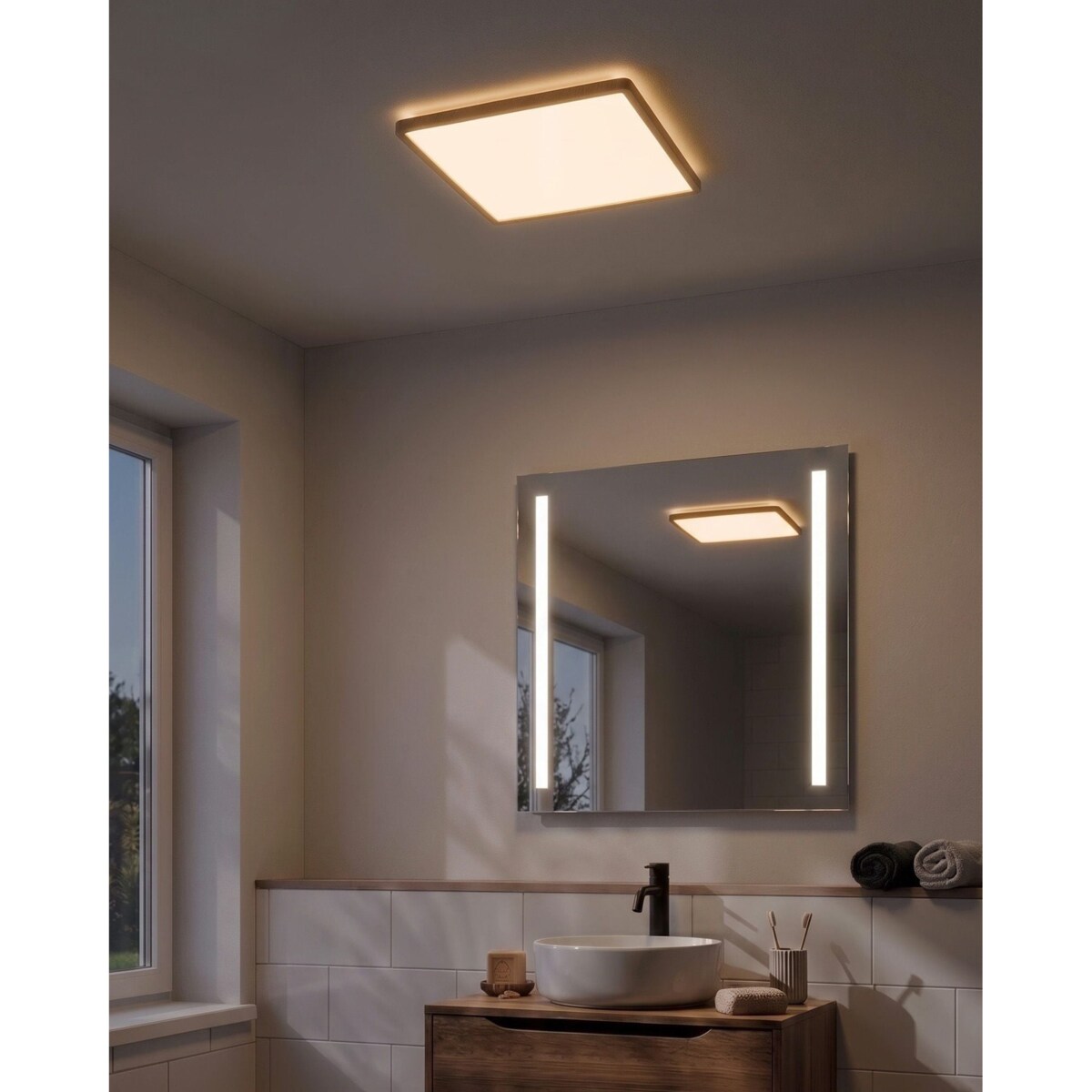 Lampa sufitowa LED TIVORA Z pilotem Ze ściemniaczem Jasnobrązowy