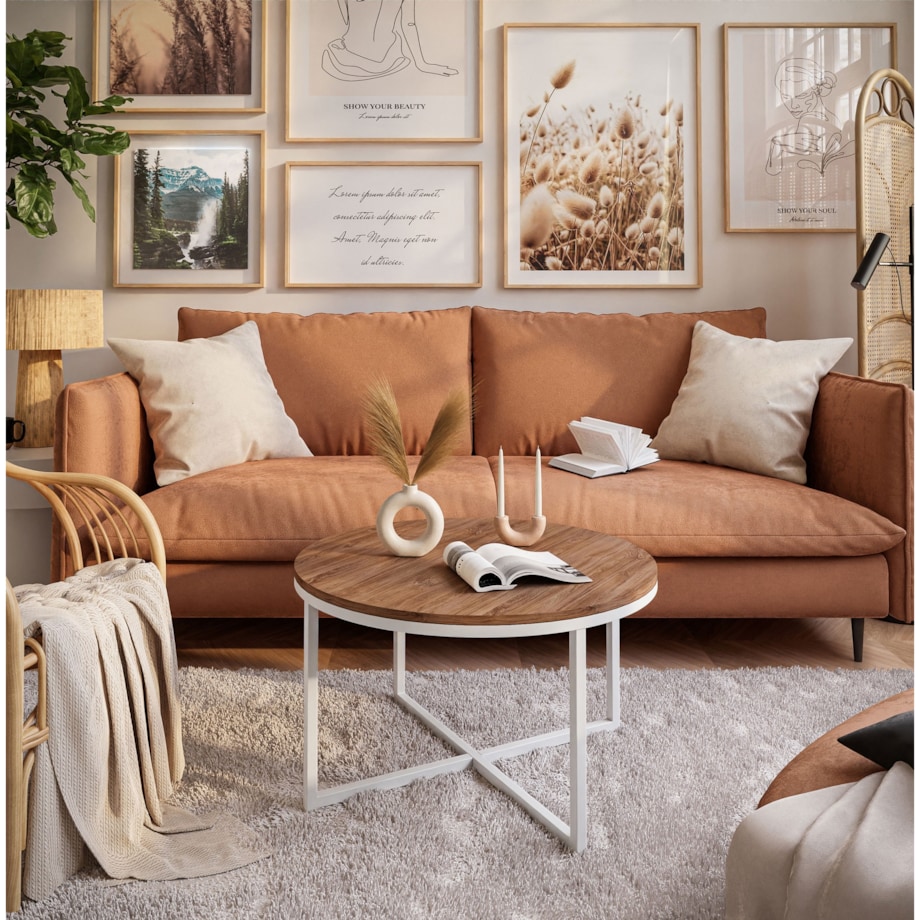 Okrągły stolik kawowy CIRI-X biały dąb stirling