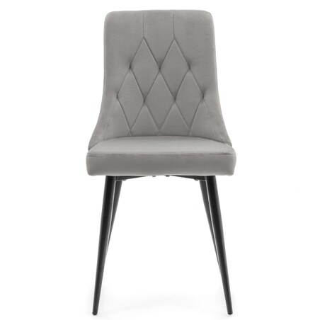 Krzesło tapicerowane welurowe do salonu jadalni CAREN jasnoszare
