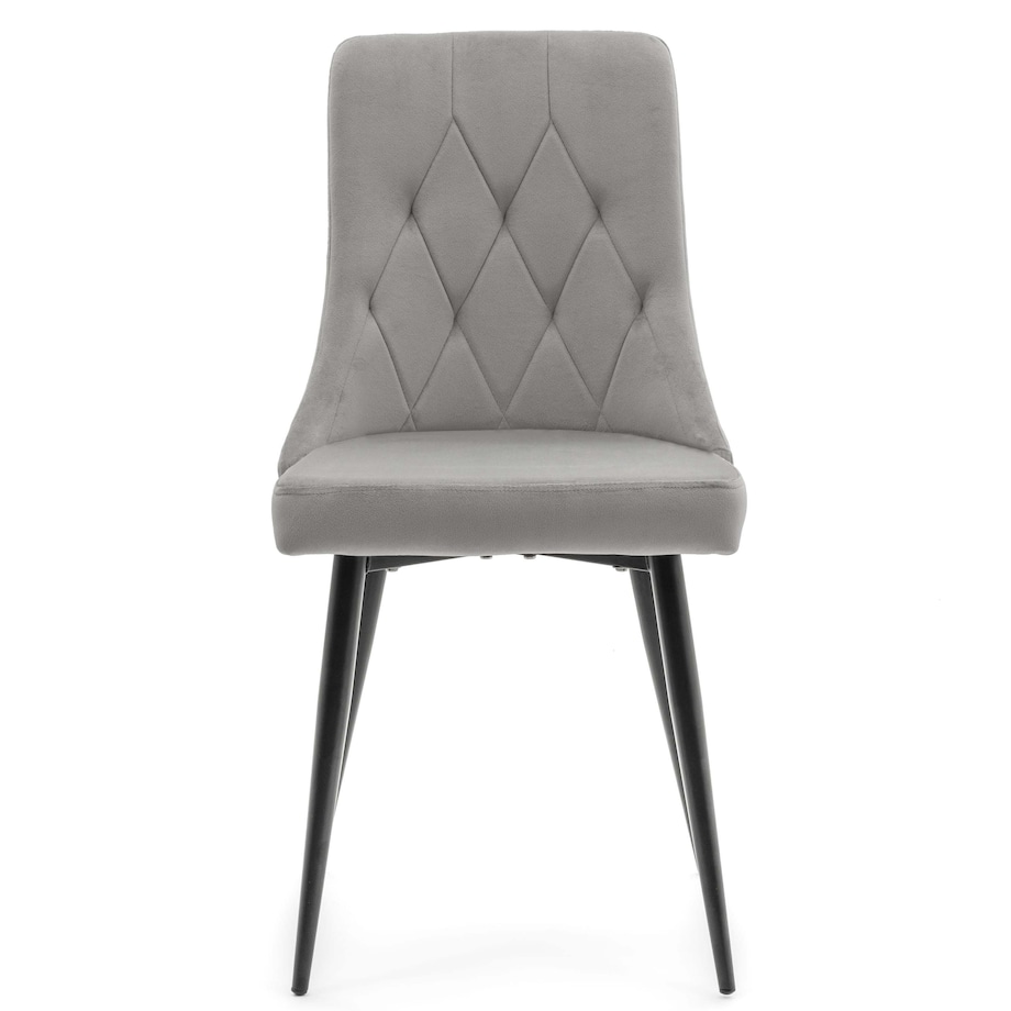 Krzesło tapicerowane welurowe do salonu jadalni CAREN jasnoszare