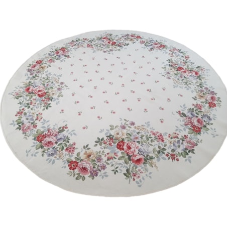 Obrus Na Stół Okrągły 165 Cm Ozdobny Dekoracyjny Róże