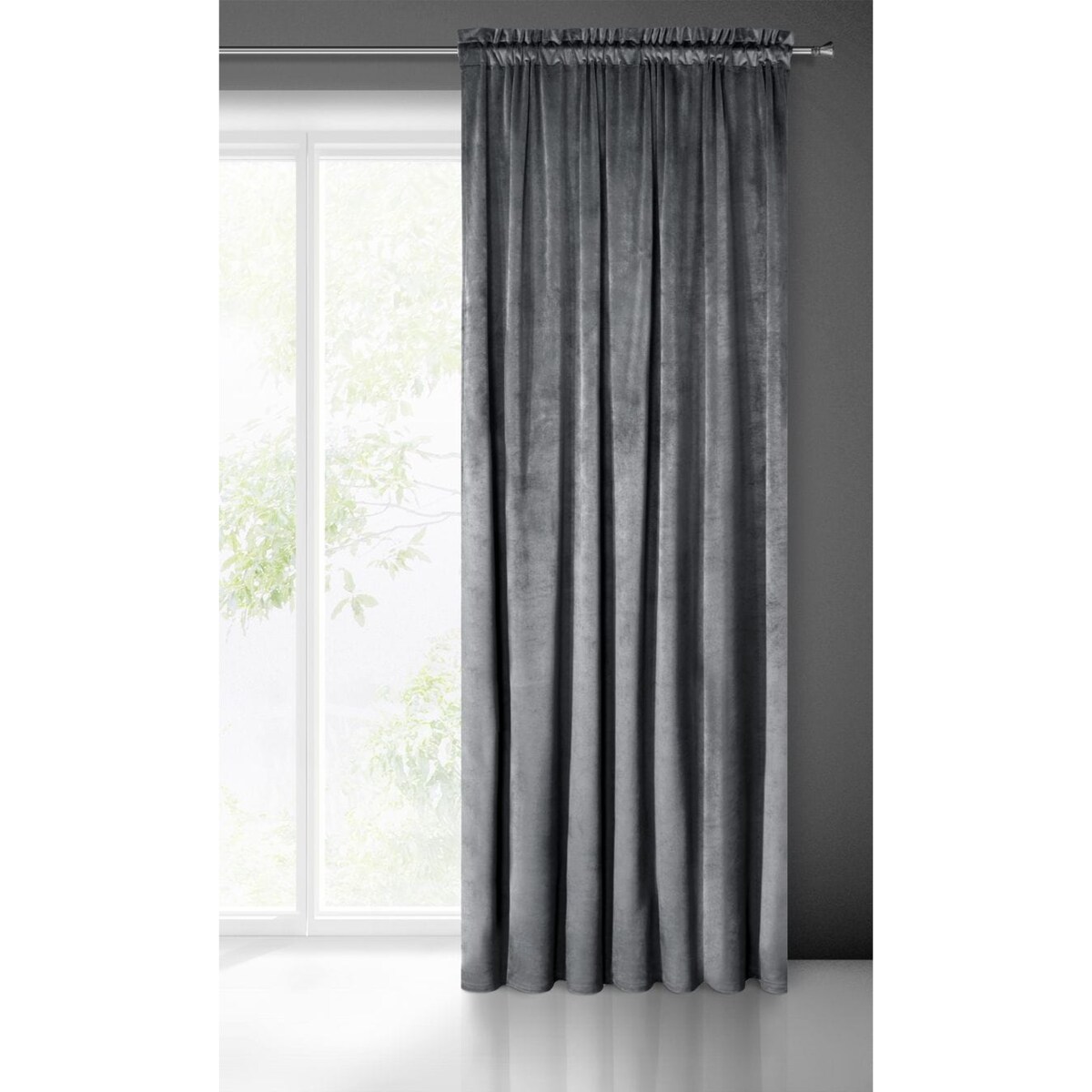 Zasłona Zaciemniająca Welurowa Velvet na Taśmie Żabki 140 x 270 grafitowa