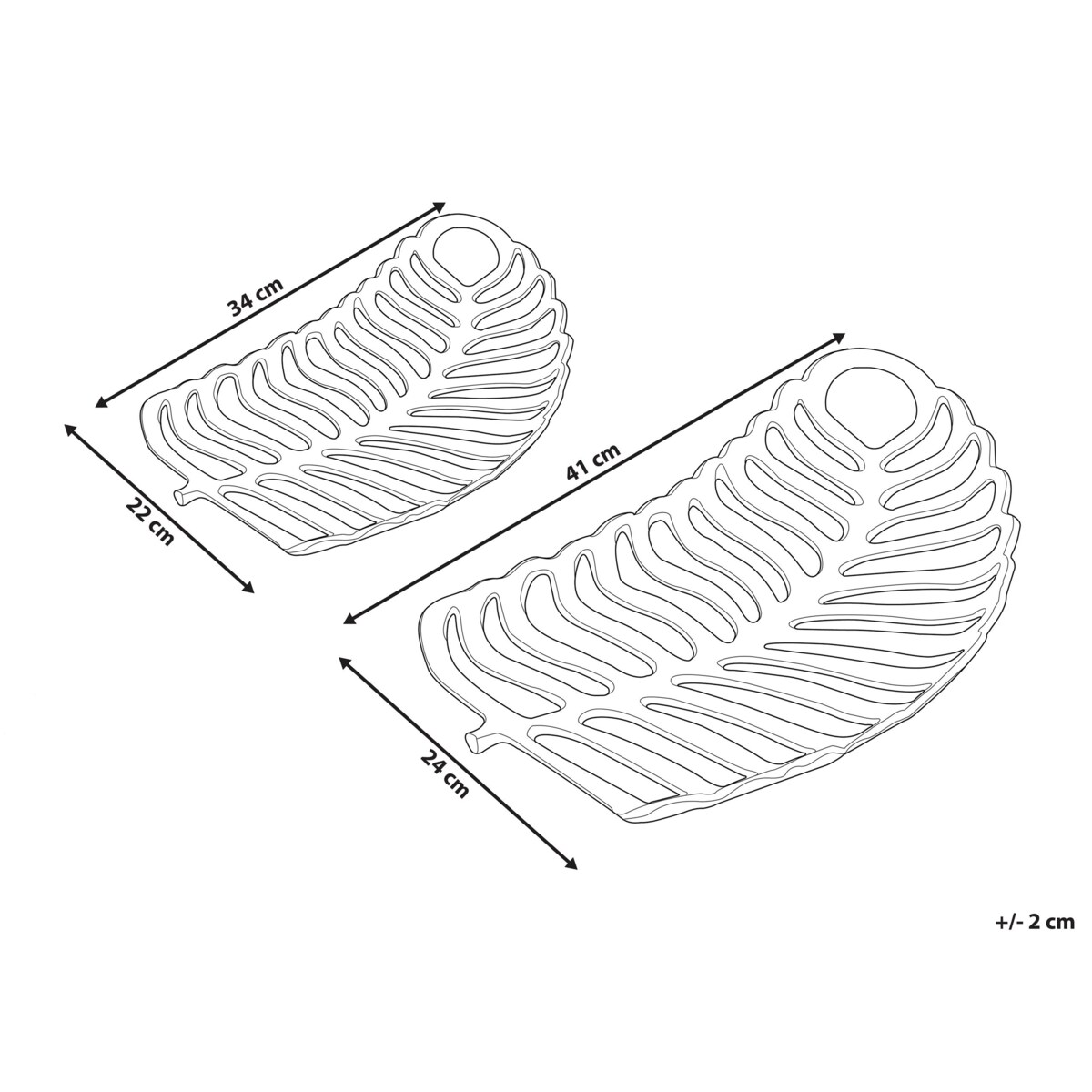 Zestaw 2 pater dekoracyjnych liść monstery srebrny AMNISOS