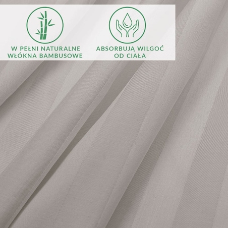 Prześcieradło bambusowe satyna bawełniana 220x260 Bamboo paski, szare