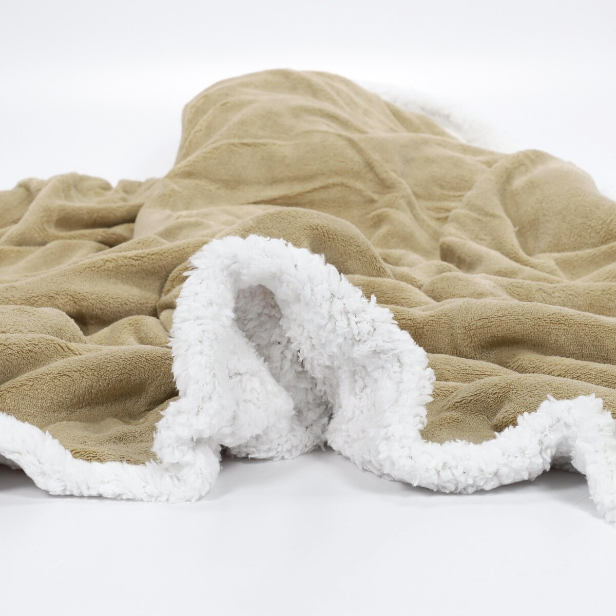 Koc dwustronny poliestrowy 130x170 cm Beige e Bianco