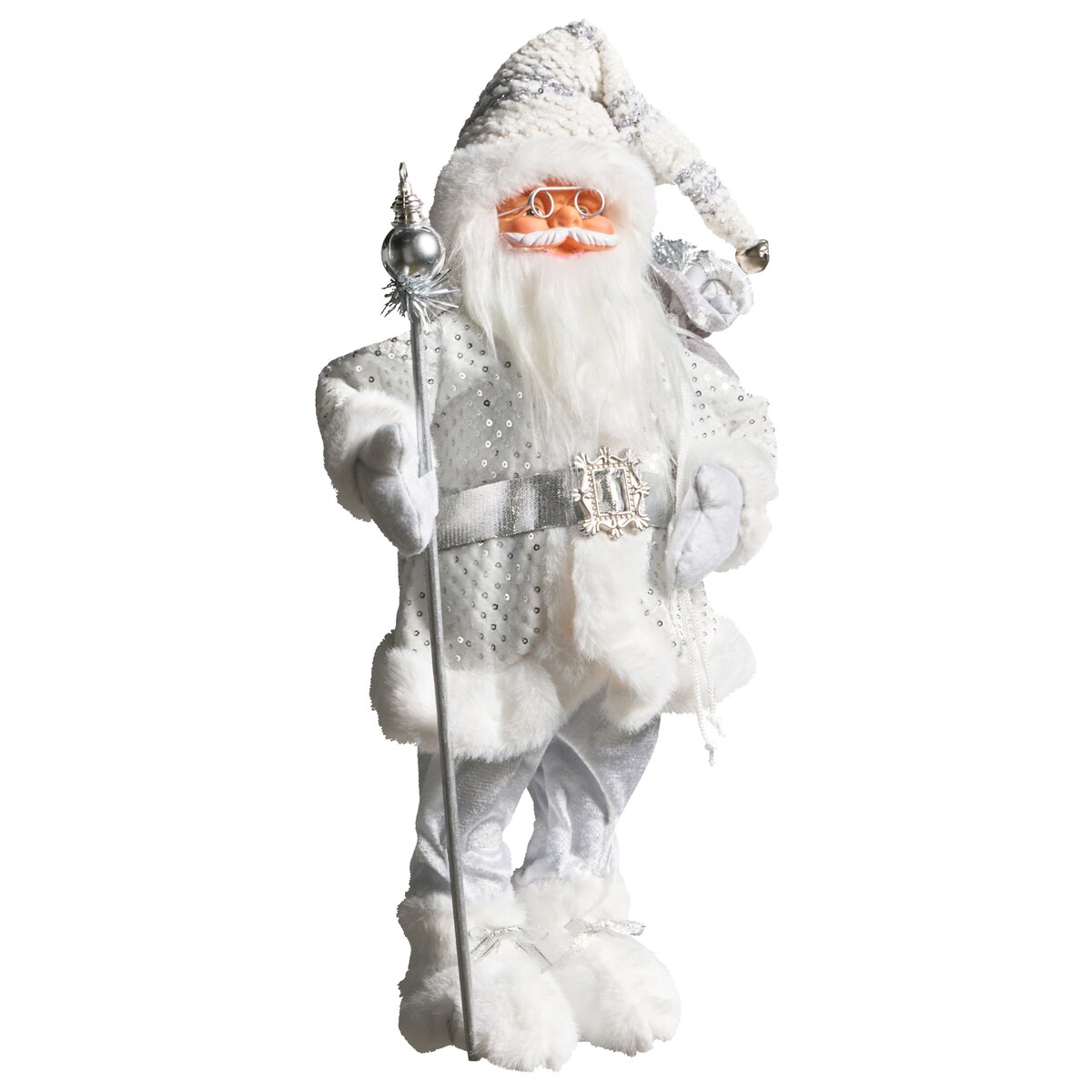 Dekoracja świąteczna NELAUG Mikołaj 48 cm Srebrny