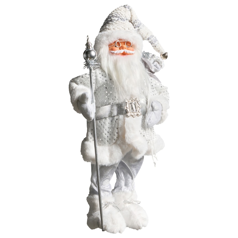 Dekoracja świąteczna NELAUG Mikołaj 48 cm Srebrny