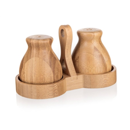 PRZYPRAWNIK SOLNICZKA BAMBUS STOJAK 2w1 pieprzniczka drewno restauracji