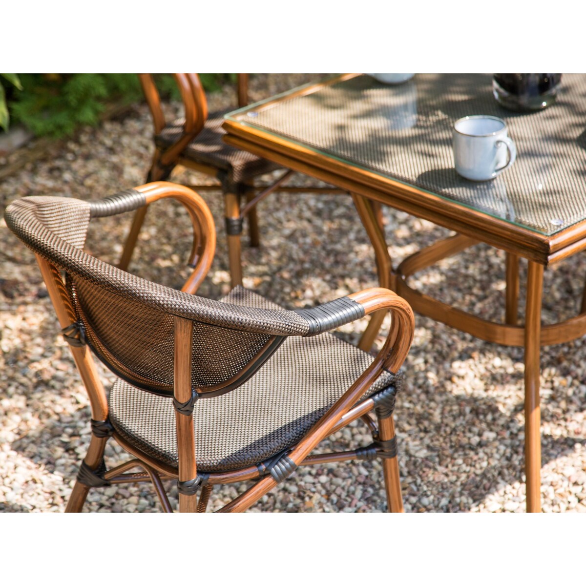 Stół ogrodowy Szkło Ciemne drewno CASPRI II