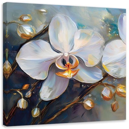 Obrazy do salonu do sypialni kuchni na ścianę Orchidea Storczyki Białe Kwiaty 60x60