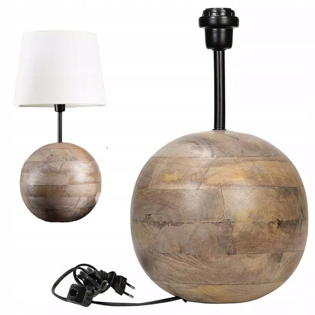 LAMPA STOŁOWA BIURKOWA DREWNO MANGO E27 BOHO do salonu sypialni nocna 42cm