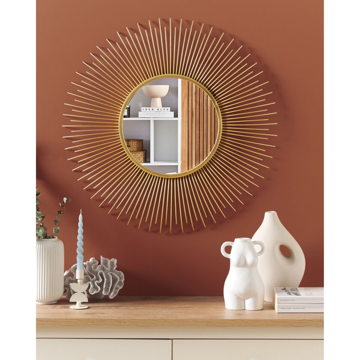 Lustro ścienne CILLY 80 cm 80 cm Metal Złoty