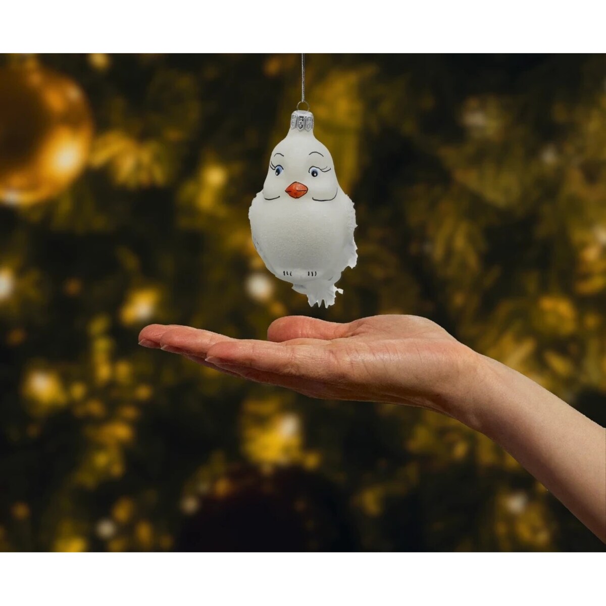 Bombka choinkowa: Gołębica z piórkami: biała