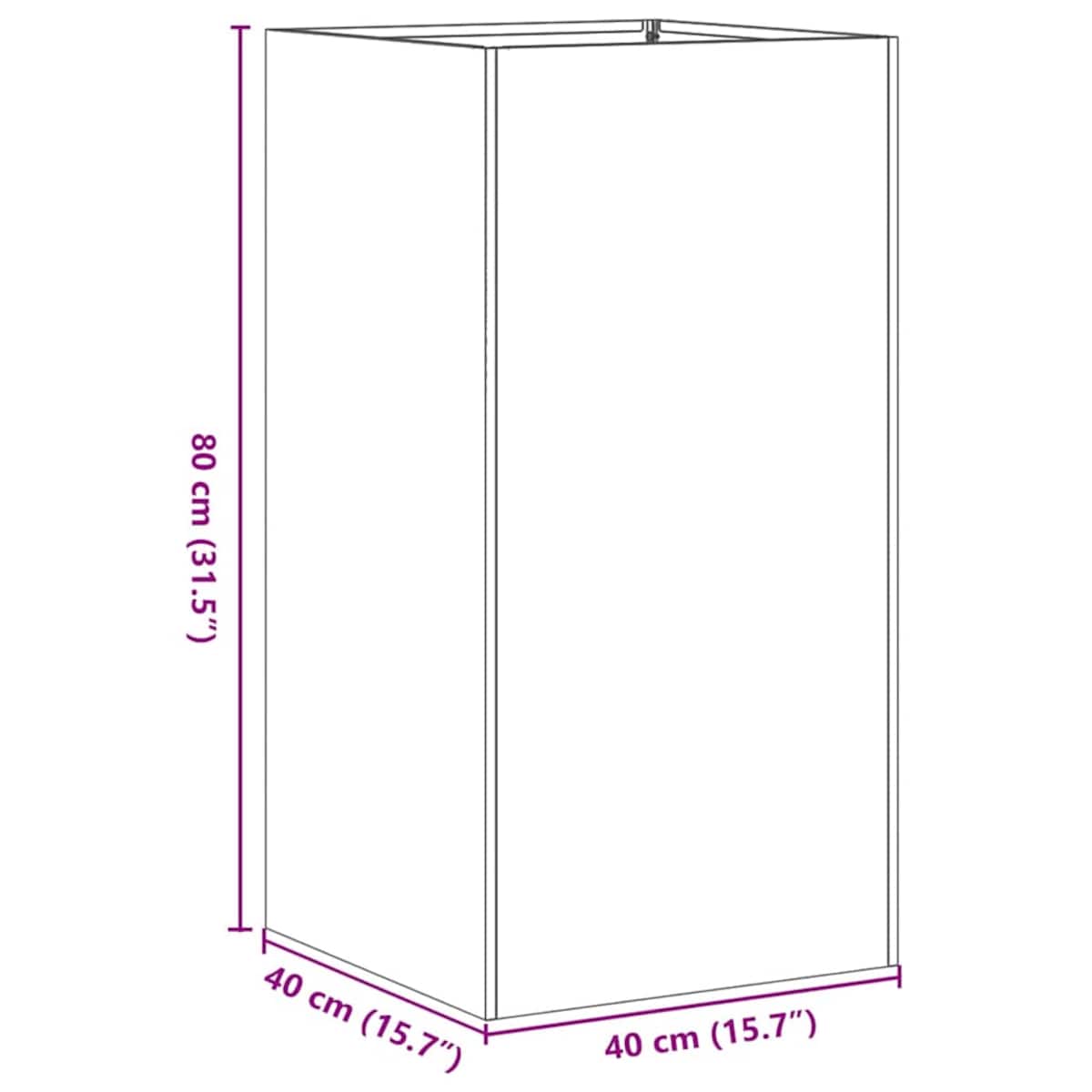vidaXL Doniczka 40x40x80 cm Stal ocynkowana