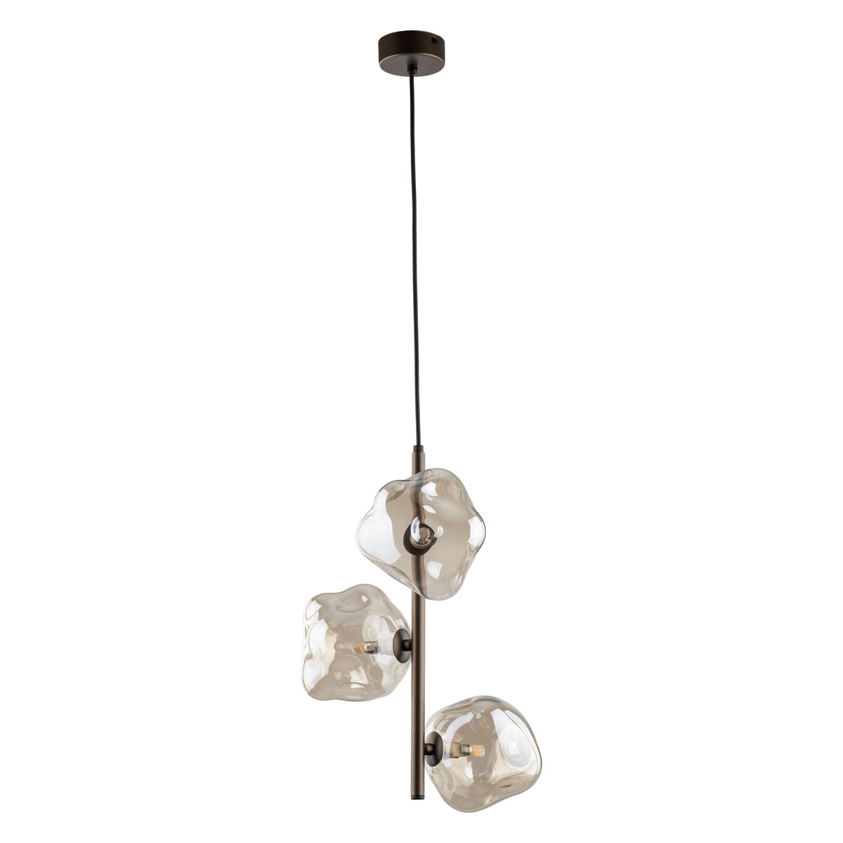 Lampa wisząca TK Lighting LAVA BROWN 11036, 3xG9, regulowana wysokość, brązowo-bursztynowe szkło