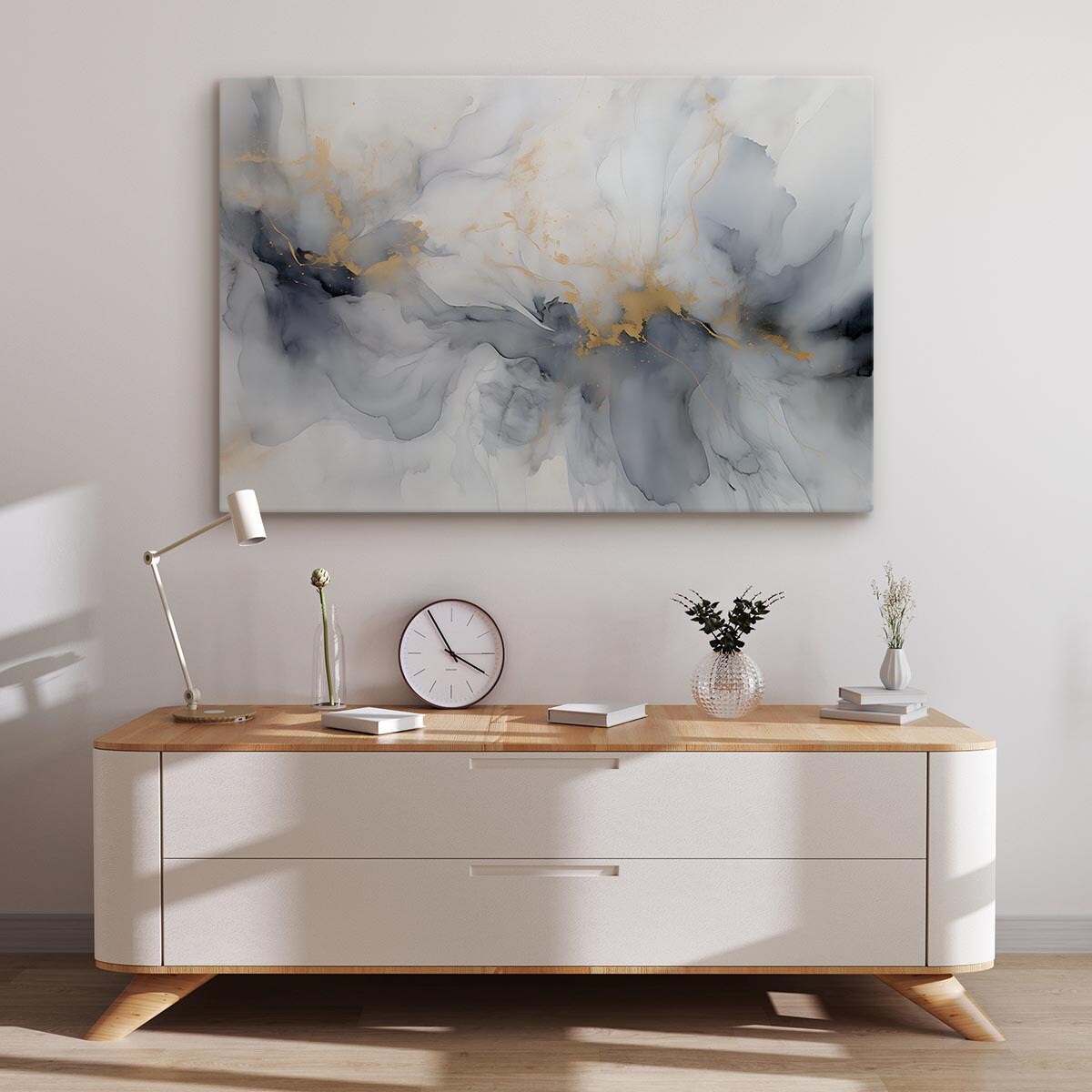 Obraz Na Płótnie Do Sypialni Delikatny MARMUR Abstrakcja Akwarele 90x60cm