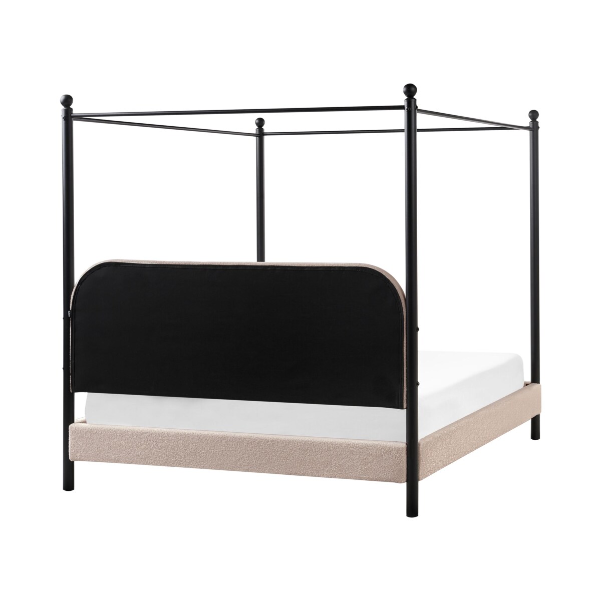 Łóżko z baldachimem Boucle DANNEMOIS 160 x 200 cm Beżowoszary