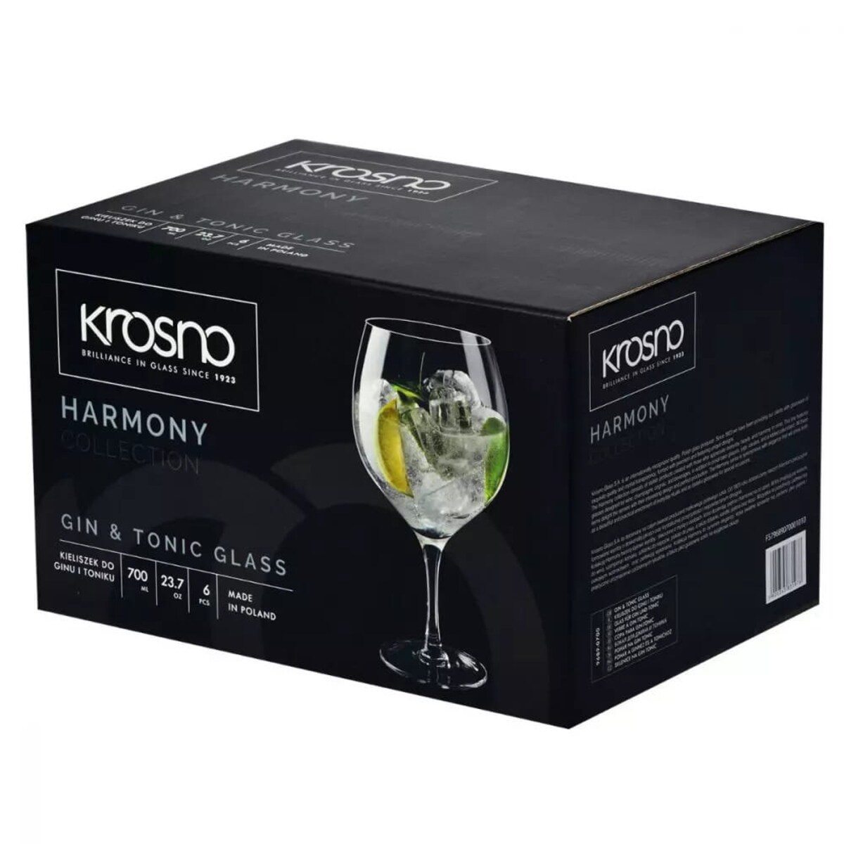 Duże Kieliszki Gin Tonic Koktajle na Nóżce Krosno Harmony 6 x 700 ml Zestaw