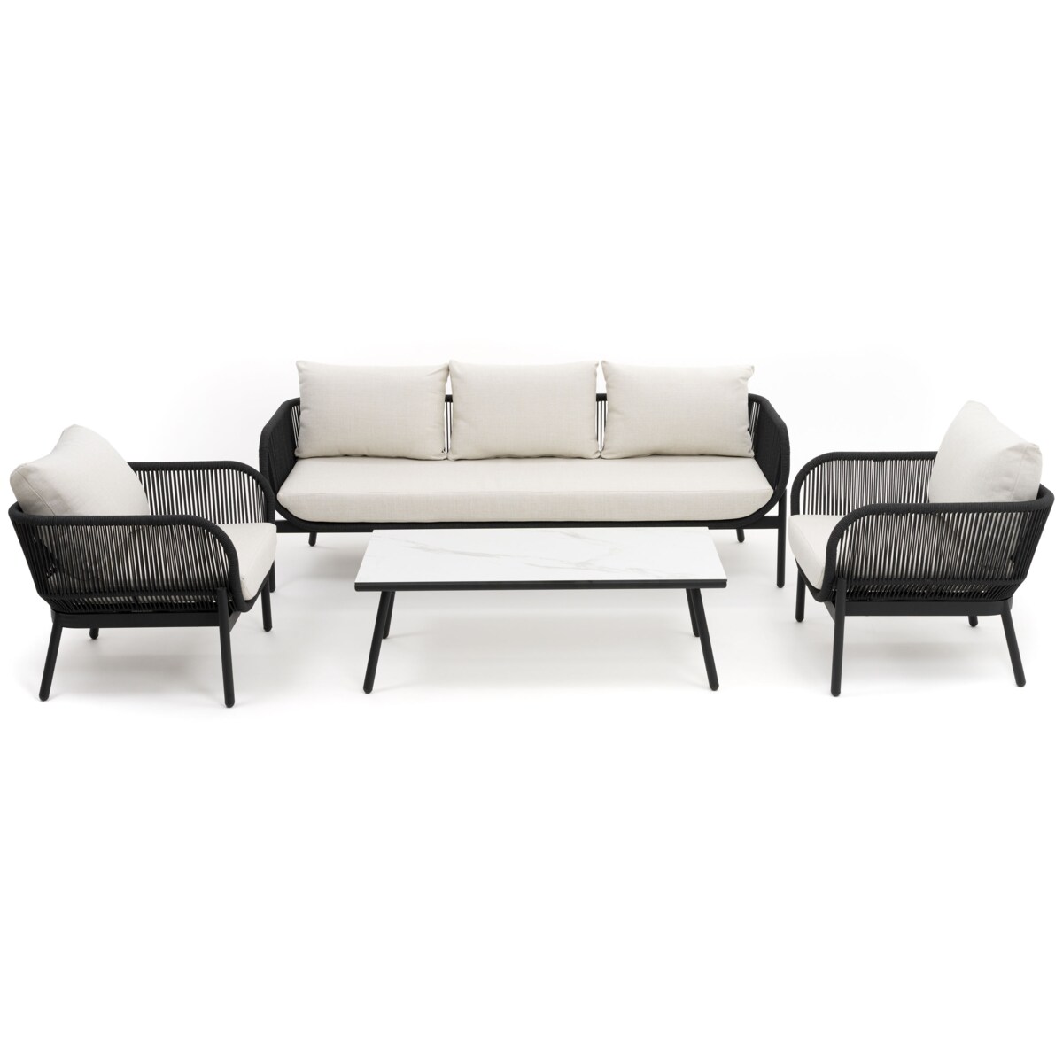 Zestaw mebli ogród taras nowoczesne aluminiowe BELIZE LUX biało beżowe