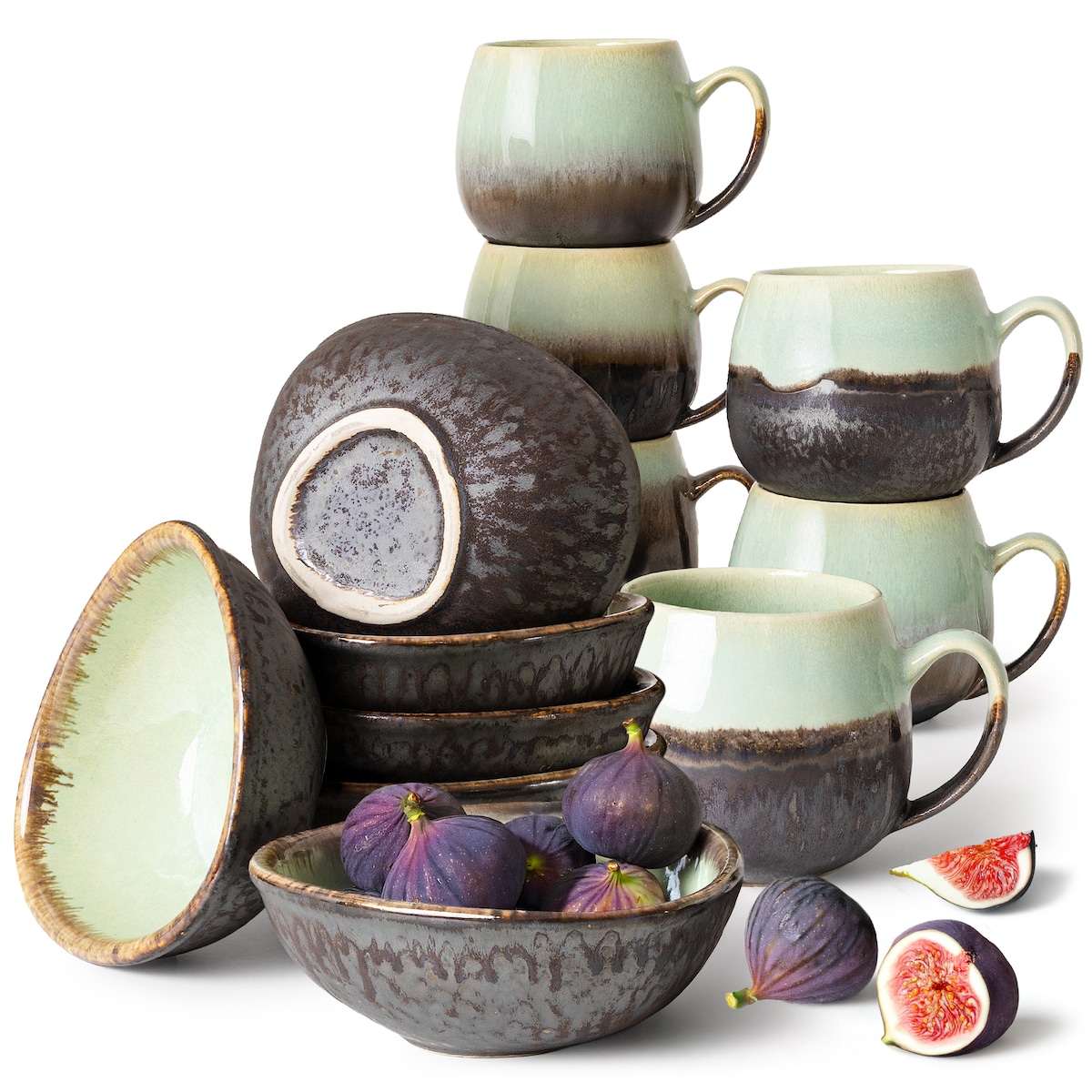 Konsimo PRIMA Zestaw śniadaniowy 6 os. (12 el.), szałwiowy