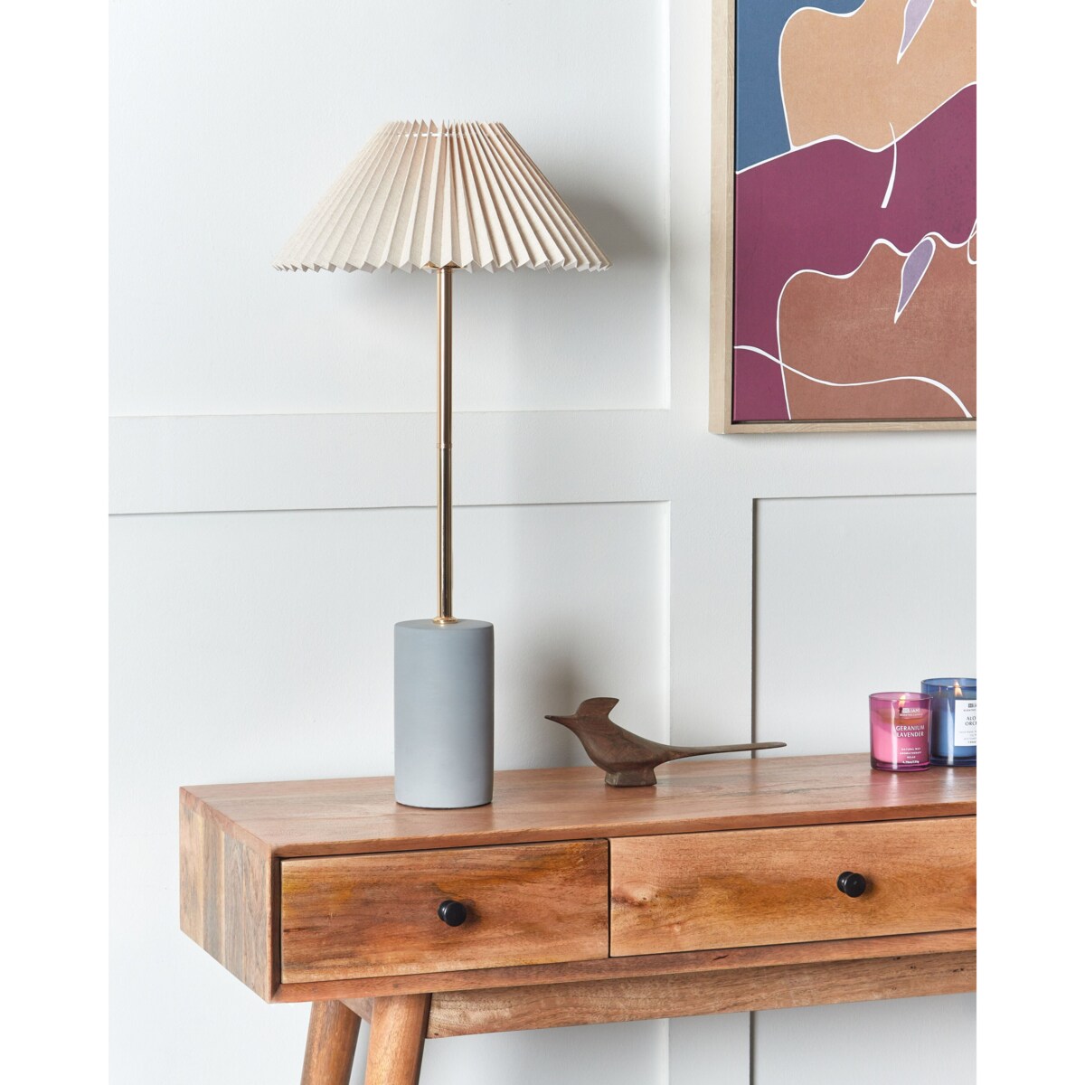 Lampa stołowa lniana beżowa BALUARTE