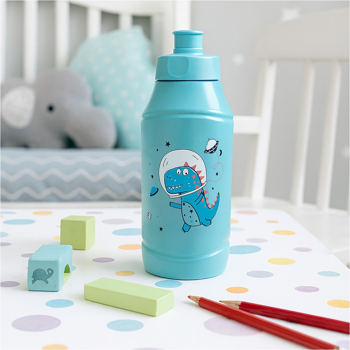 Bidon Dla Dzieci Butelka Na Wodę 375 Ml Dino Niebieski