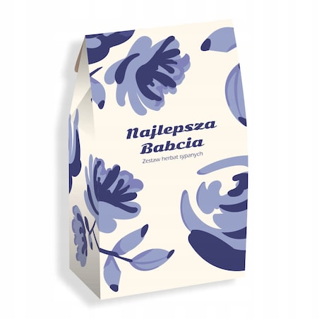 PREZENT UPOMINEK PODARUNEK NA DZIEŃ BABCI URODZINY 10 SMAKÓW HERBAT SYPANYCH PREMIUM GIFT BOX KOSZ PUDEŁKO ZESTAW PREZENTOWY UPOMINKOWY