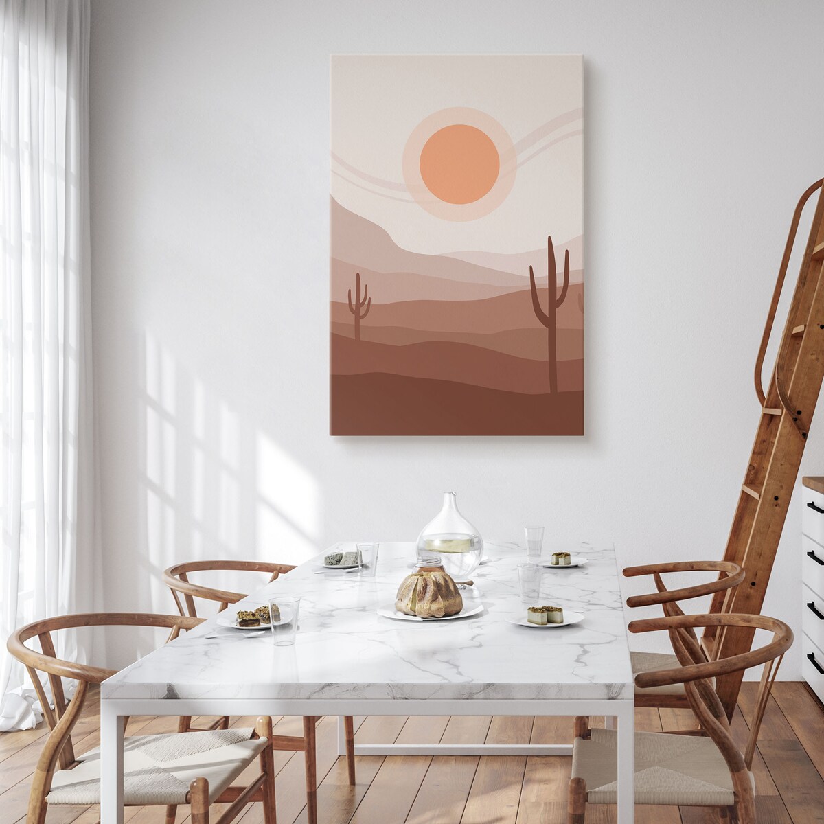 Obraz Zachód Słońca Kaktusy Boho 30x40cm