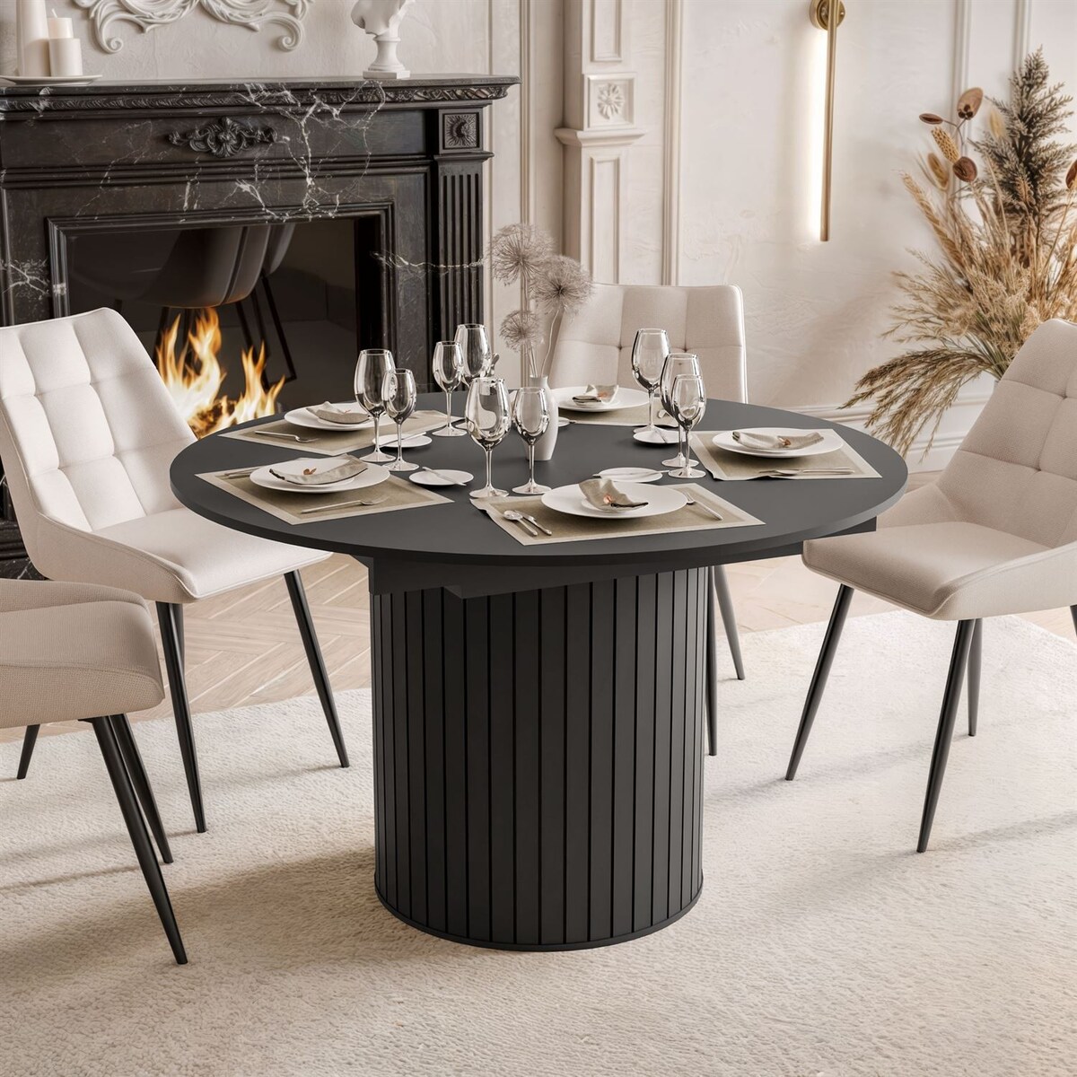 Stół rozkładany ELODIE 120 - 160 cm, czarny