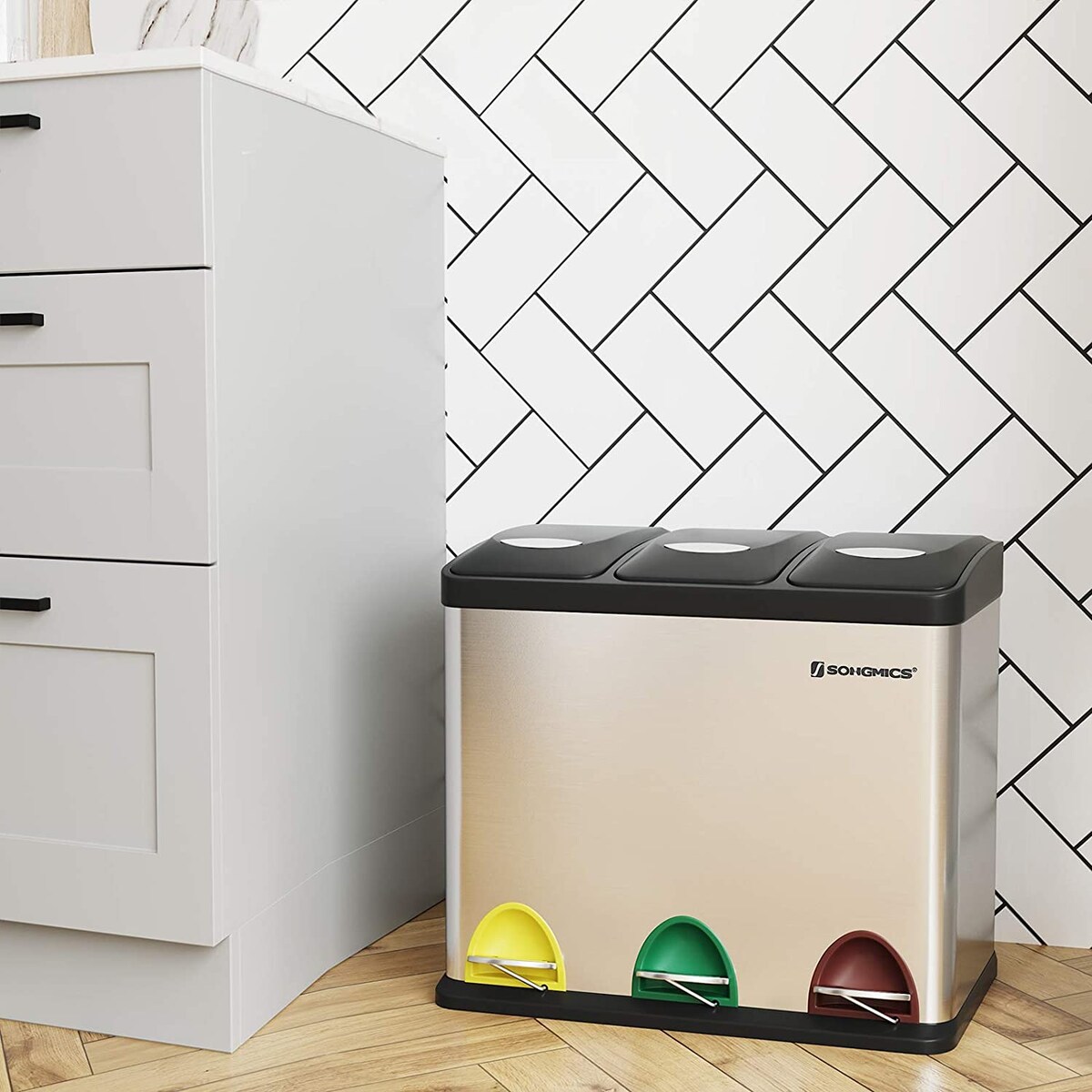 Kosz Na Śmieci do segregacji Srebrny