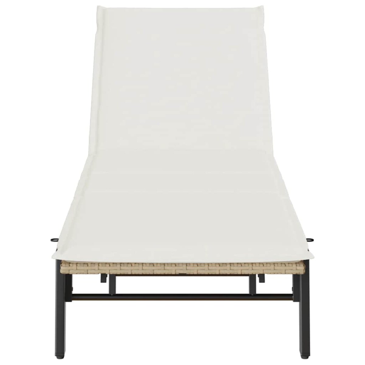 vidaXL Leżak z poduszką, beżowy, polirattan