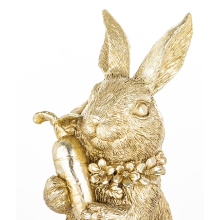 Figurka - złota króliczka z marchewką 16x9x7 cm KAROTO-2