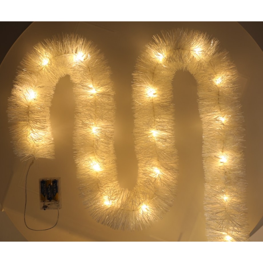 Łańcuch Led Choinkowy Biały Na Baterie Świąteczny Na Choinkę 6 Metrów